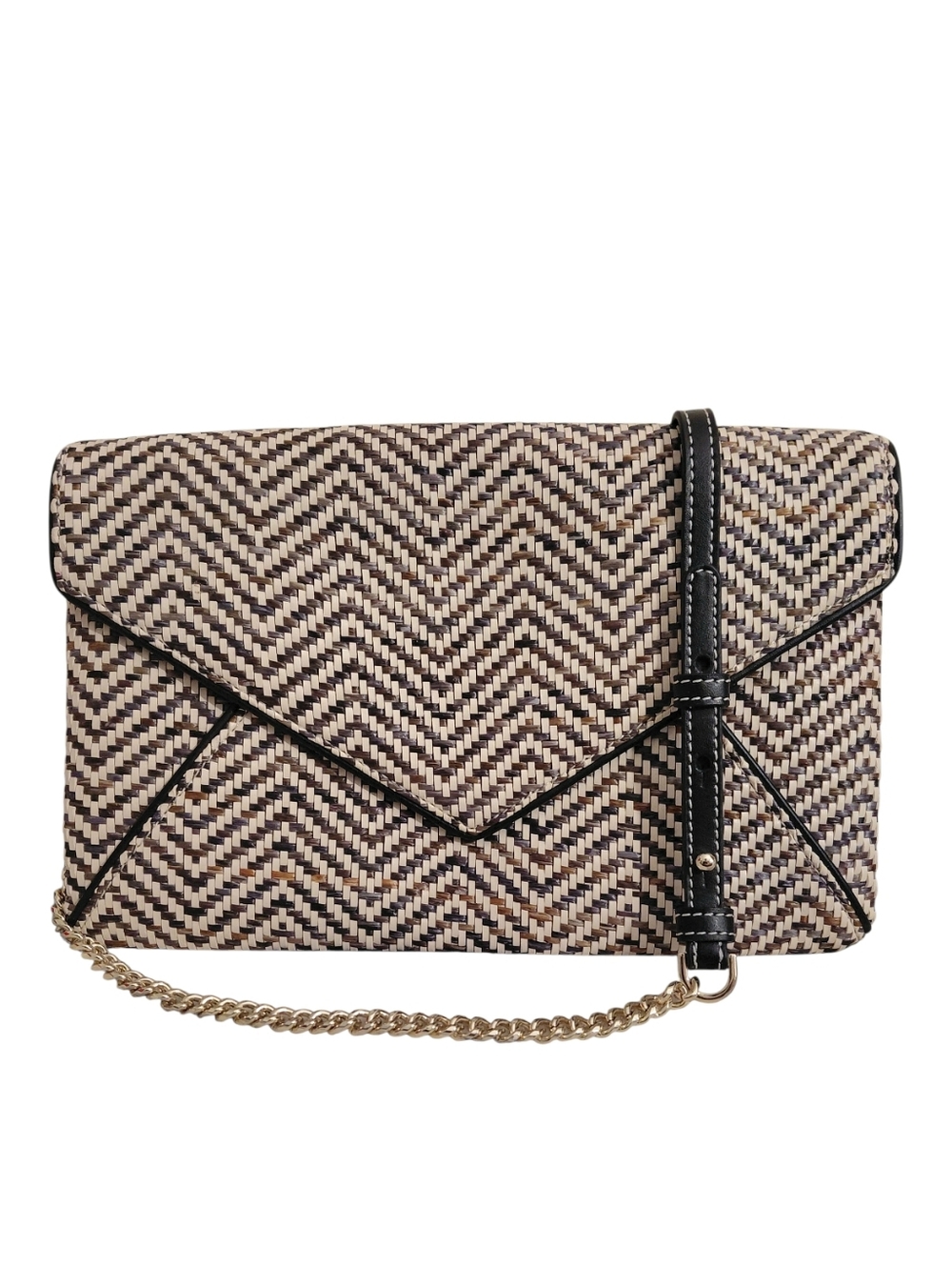 J. Mclaughlin Woven Chevron Envelope Flap Clutch Chain Crossbody Bag